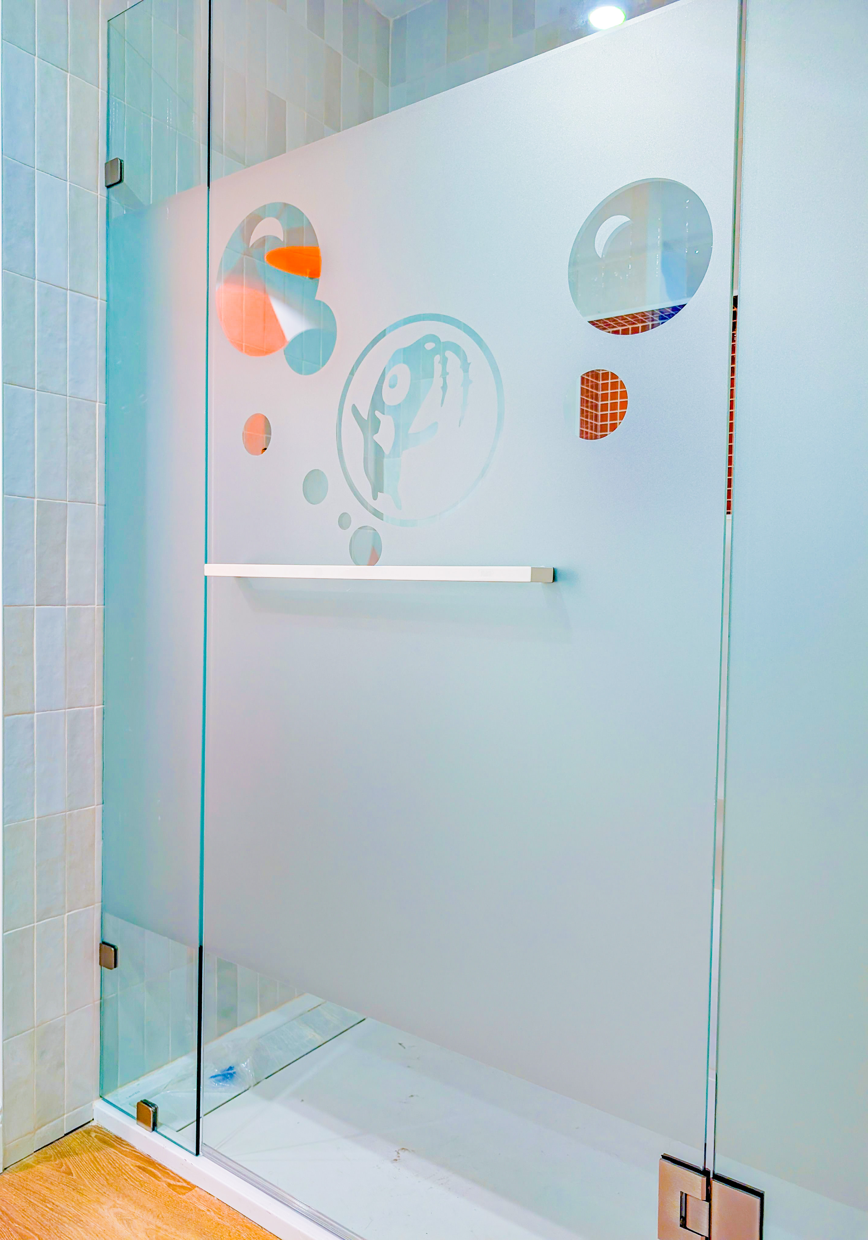 Glass walk-in shower